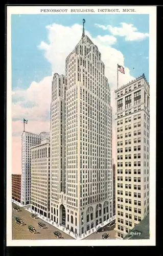 AK Detroit, MI, Strassenpartie mit dem Penobscot Building