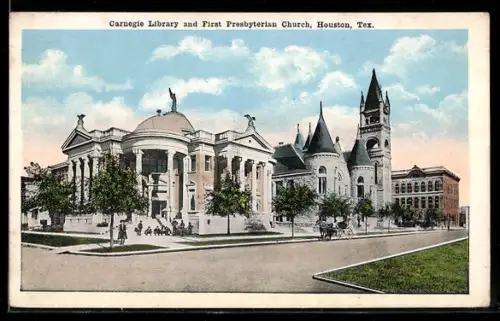 AK Houston, TX, Carnegie Library and First Presbyterian Church