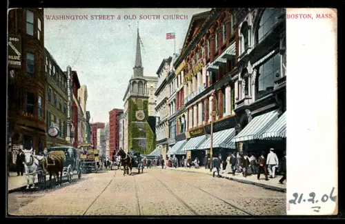 AK Boston, MA, Washington Street & Old South Church
