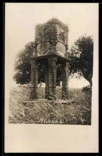 AK Bildstock b. Volkach, Säule mit religiösen Motiven