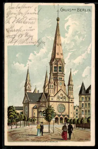 Lithographie Berlin-Charlottenburg, Kaiser Wilhelm-Gedächtnis-Kirche