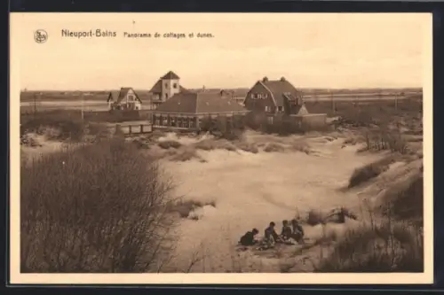 AK Nieuport-Bains, Panorama de cottages et dunes