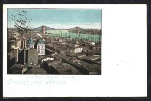 AK New York, NY, East-River-Brücke