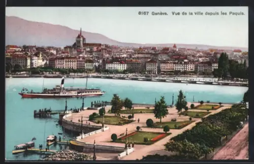 AK Genève, Vue de la ville depuis les Pâquis