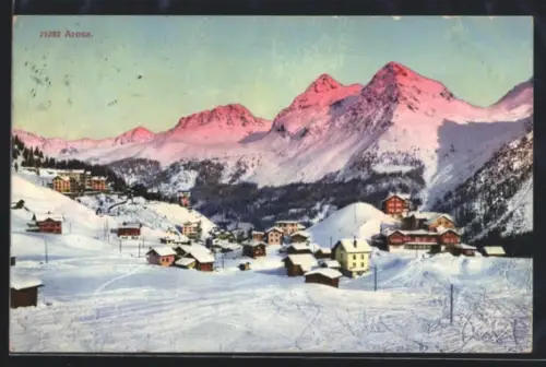 AK Arosa, Winterlandschaft mit verschneiten Häusern und Bergen
