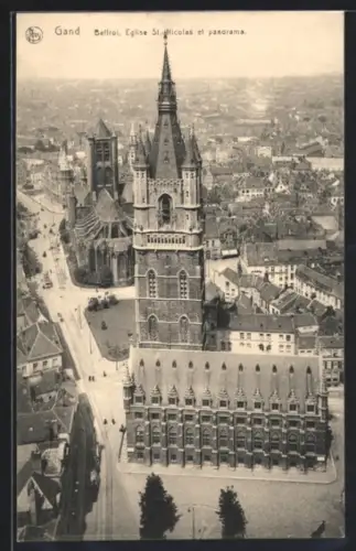 AK Gand, Belfroi, Eglise St. Nicolas et panorama