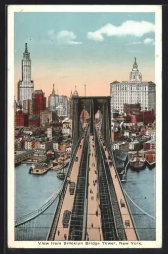 AK New York, NY, View from Brooklyn Bridge Tower