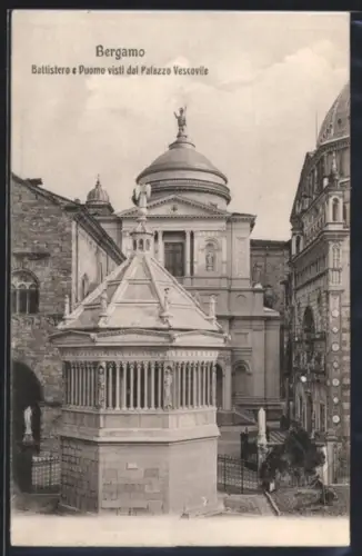 AK Bergamo, Battistero e Duomo visti dal Palazzo Vescovile