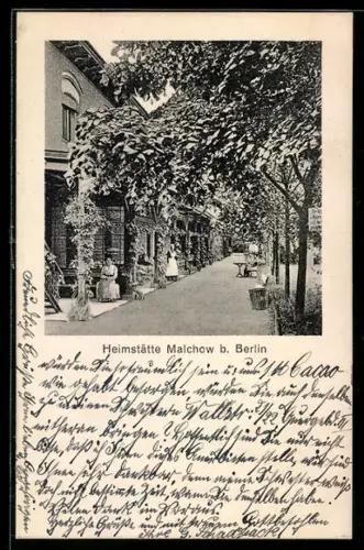 AK Malchow b. Berlin, Heimstätte mit Grünanlagen
