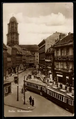 AK Berlin, Molkenmarkt mit Strassenbahn
