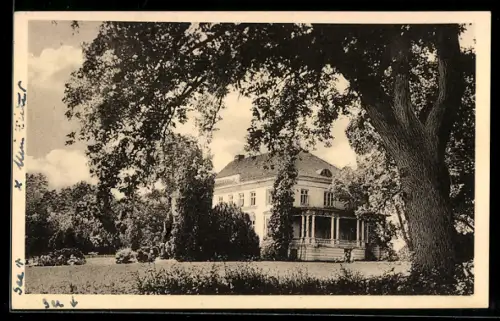 AK Gudow, Schloss-Gut in der Aussenansicht mit Gartenanlage