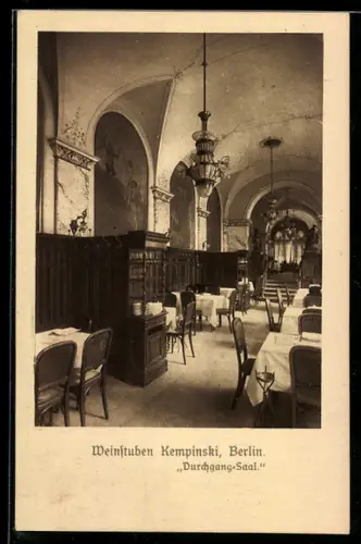 AK Berlin, Restaurant Weinstuben Kempinski, Durchgang-Saal