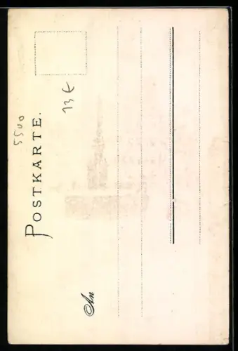 Lithographie Trier, Marktplatz und Rotes Haus