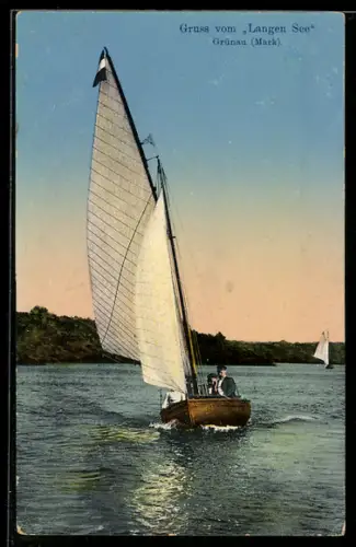 AK Grünau /Mark, Segelboot auf dem Langen See