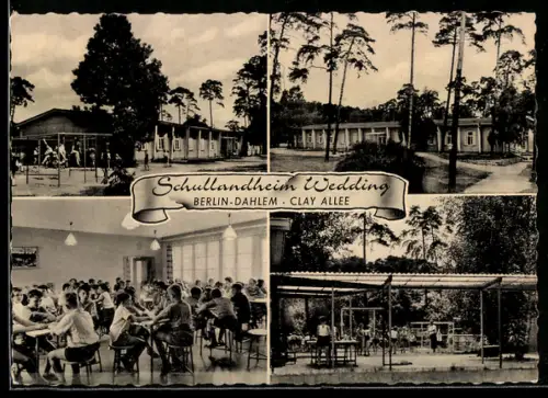 AK Berlin-Dahlem, Clay Allee, Schullandheim Wedding, Gebäude, Speisesaal, Aussenanlagen