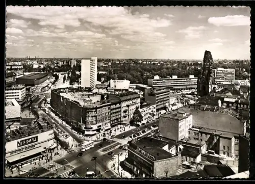 AK Berlin-Charlottenburg, Kurfürstendamm, Kaiser-Wilhelm-Gedächtniskirche, Europa-Center