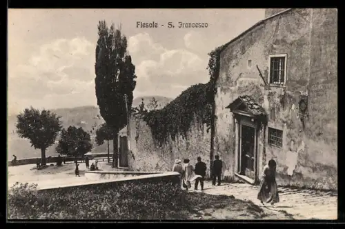 AK Fiesole, S. Francesco, Ortspartie mit Leuten