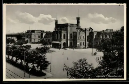 AK Breslau, Blick auf den Haupt-Bahnhof