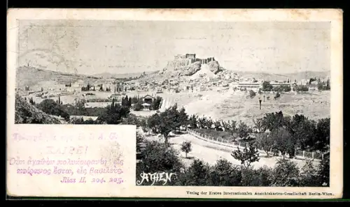 AK Athen, Blick zur Stadt mit Ruinen