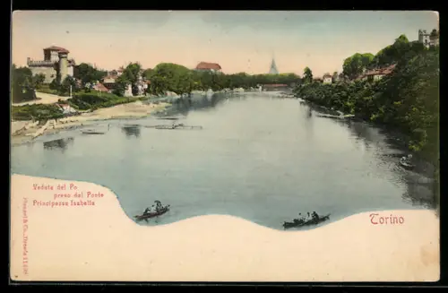 AK Torino, Veduta del Po preso dal Ponte Principessa Isabella