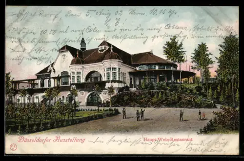 Lithographie Düsseldorf, Haupt-Wein-Restaurant bei einer Ausstellung