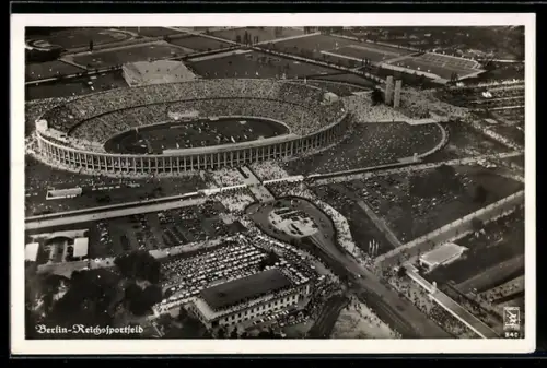 AK Berlin, Reichssportfeld, Fliegeraufnahme