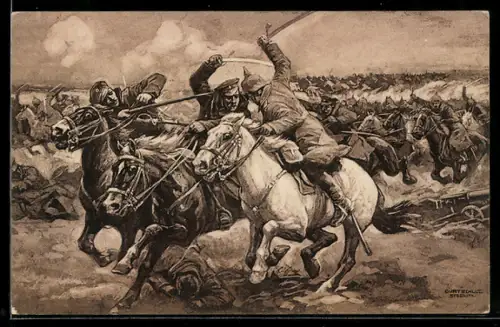 Künstler-AK Curt Schulz-Steglitz: Der grosse Krieg 1914 /1915, Flucht des in den Kämpfen in Polen geschlagenen Heeres