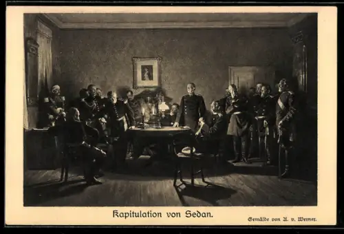 Künstler-AK Sedan, Kapitulation von Sedan, Reichseinigungskriege