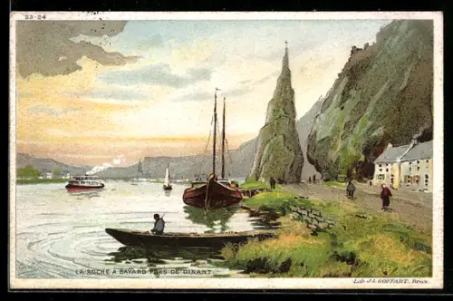 Künstler-AK Carlo: la roché á Bayard prés de Dinant