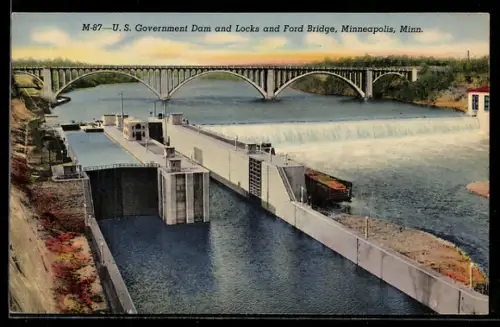 AK Minneapolis, MN, U.S. Government Dam an Locks an Ford Bridge