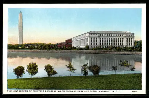 AK Washington D. C., The New Bureau of Printing & Engraving on Potomac Park and Basin