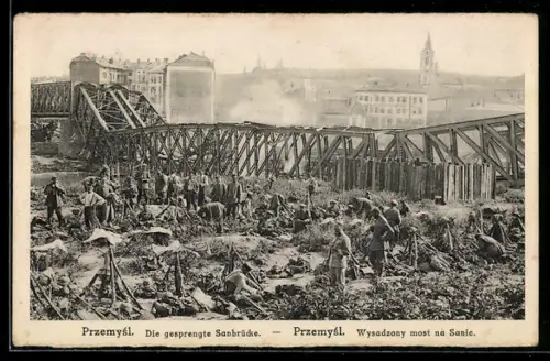 AK Przemysl, gesprengte Sanbrücke
