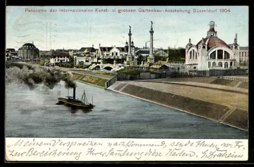 AK Düsseldorf, Intern. Kunst- & grosse Gartenbau-Ausstellung 1904, Panorama
