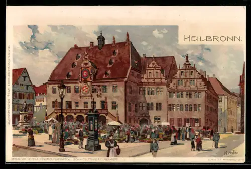 Künstler-AK K. Mutter: Heilbronn, Marktleben