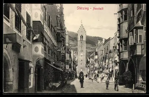 AK Sterzing, Neustadt, Strassenpartie mit Gasthof und Geschäften