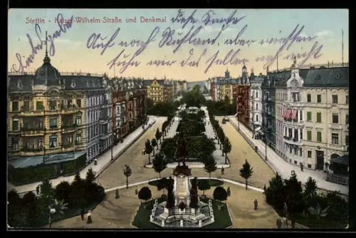 AK Stettin, Kaiser Wilhelmstrasse aus der Vogelschau