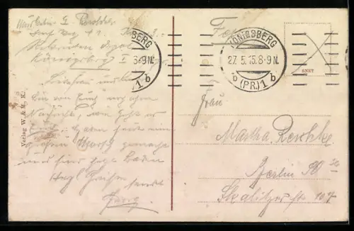 AK Königsberg, auf dem Schlossteich, ein kleines Ruderboot