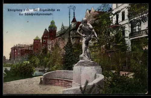 AK Königsberg, Bogenschütze an der Schlossteichpromenade