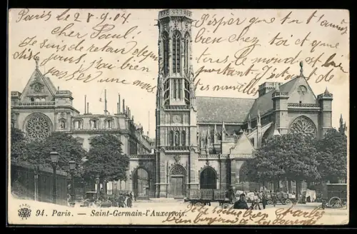 AK Paris, Saint-Germain-l`Auxerrois avec voitures et passants