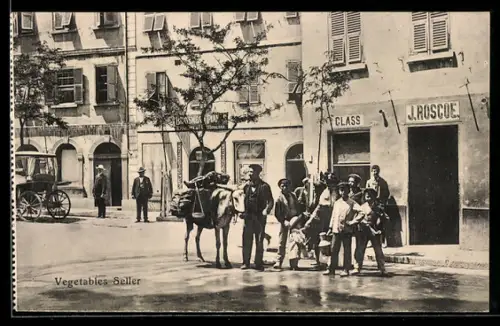 AK Gibraltar, Vegetable Sellers, Strassenpartie mit Gemüseverkäufern