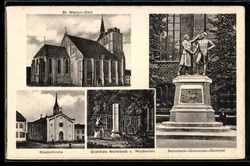 AK Kolberg, St. Marien-Dom, Klosterkirche, Grabmale Nettelbeck & Waldenfels