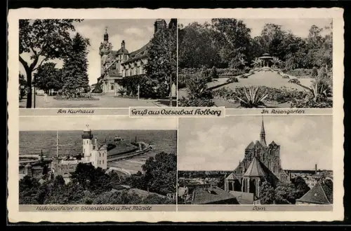 AK Kolberg, Dom, Partie am Kurhaus, Hafeneinfahrt