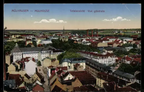 AK Mühlhausen, Totalansicht mit Kirche und Umgebung