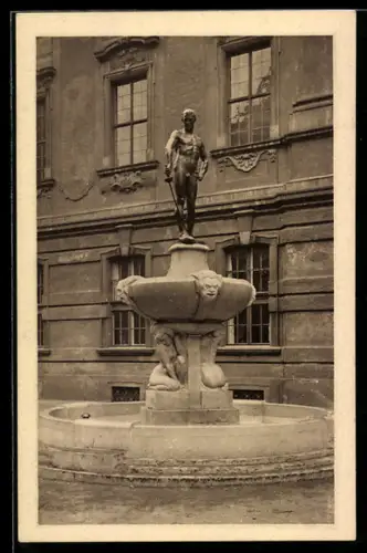 AK Breslau, Brunnen mit Fechter