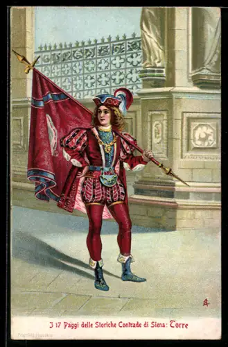 Künstler-AK Siena, I 17 Paggi delle Storiche Contrade di Siena: Torre