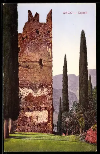 AK Arco, Castell mit Zypressen