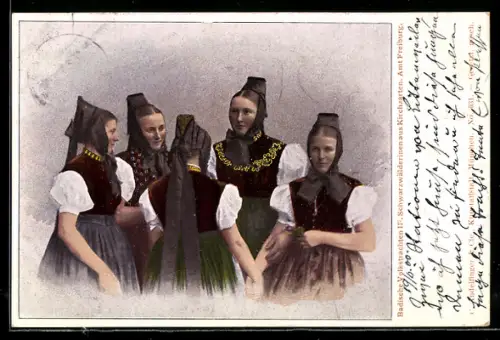 AK Kirchzarten, Badische Volkstrachten, Schwarzwälderinnen