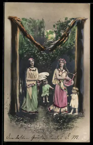 Foto-AK NPG NR: 195, Buchstabe M, Malerin und Harfenspielerin