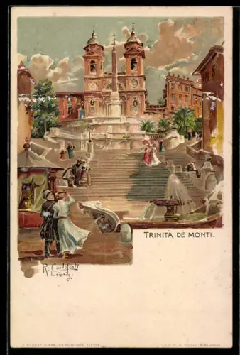 Lithographie Roma, Trinita de Monti