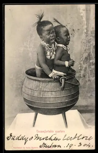 AK Uncomfortable quarters, afrikanische Volkstypen